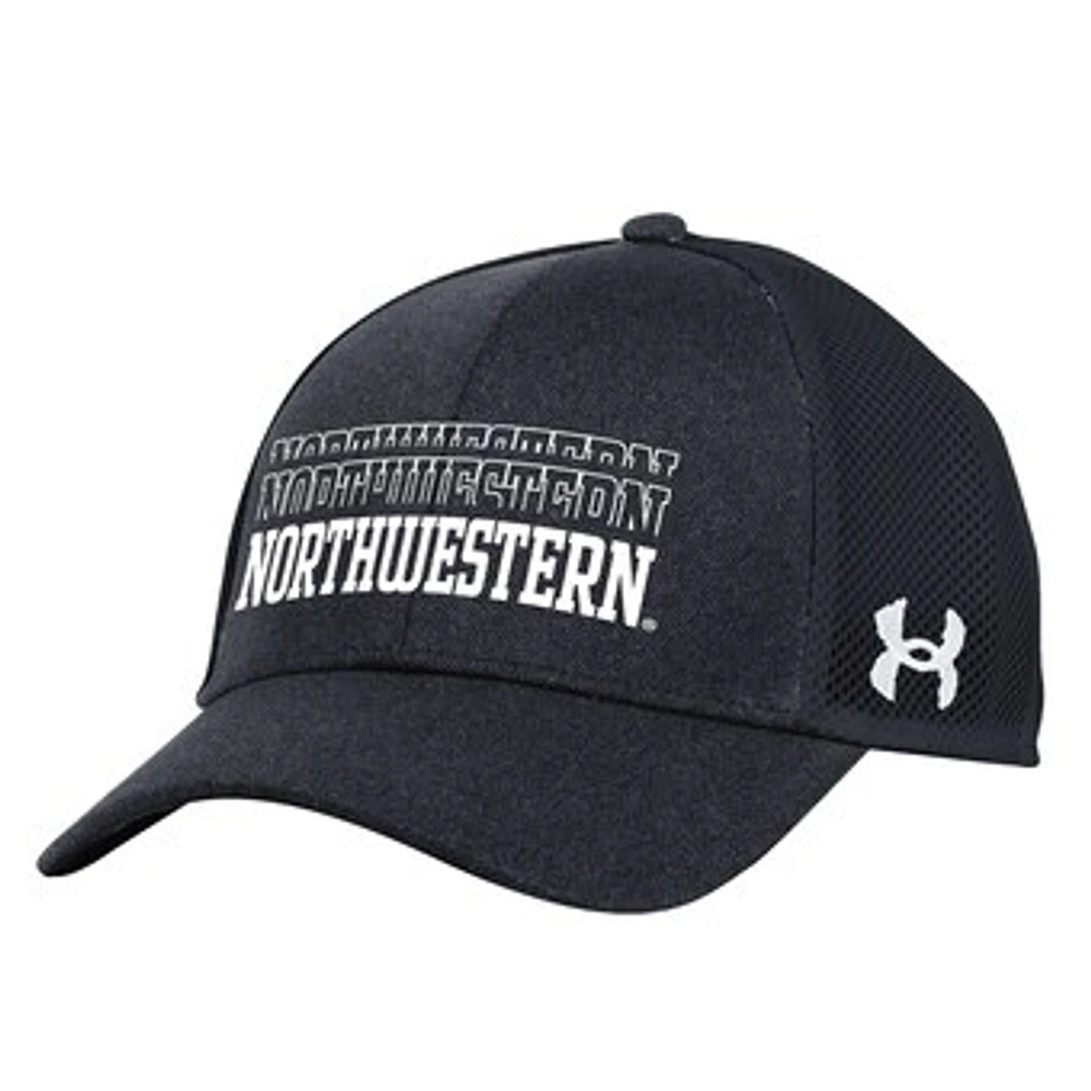 Men's Under Armour Black Northwestern Wildcats 2024 Sideline Blitzing Trucker Adjustable Hat