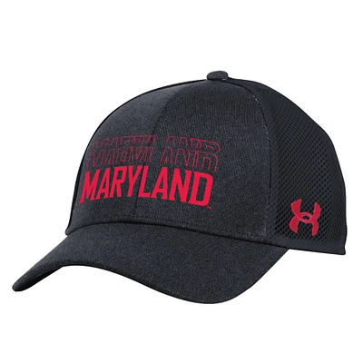 Men's Under Armour Black Maryland Terrapins 2024 Sideline Blitzing Trucker Adjustable Hat