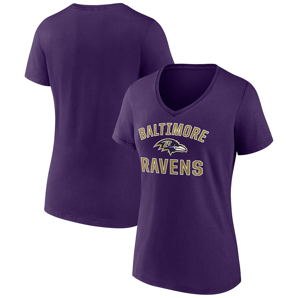 Women's Purple Baltimore Ravens Victory Arch V-Neck T-Shirt