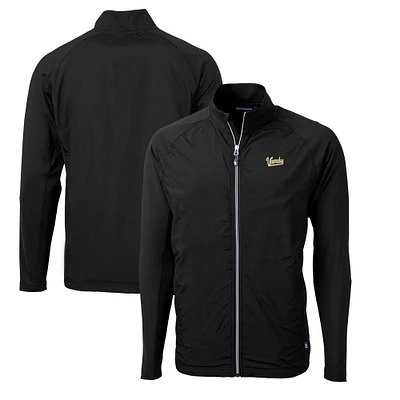 Men's Cutter & Buck Black Vanderbilt Commodores Big Tall Adapt Eco Knit Hybrid Recycled Raglan Full-Zip Jacket