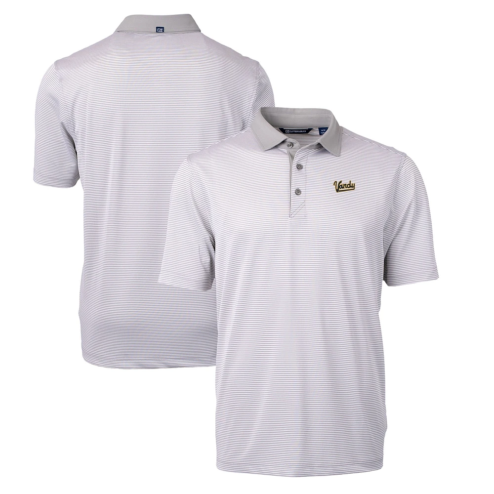 Men's Cutter & Buck Gray Vanderbilt Commodores Big Tall Virtue Eco Pique Micro Stripe Recycled DryTec Polo
