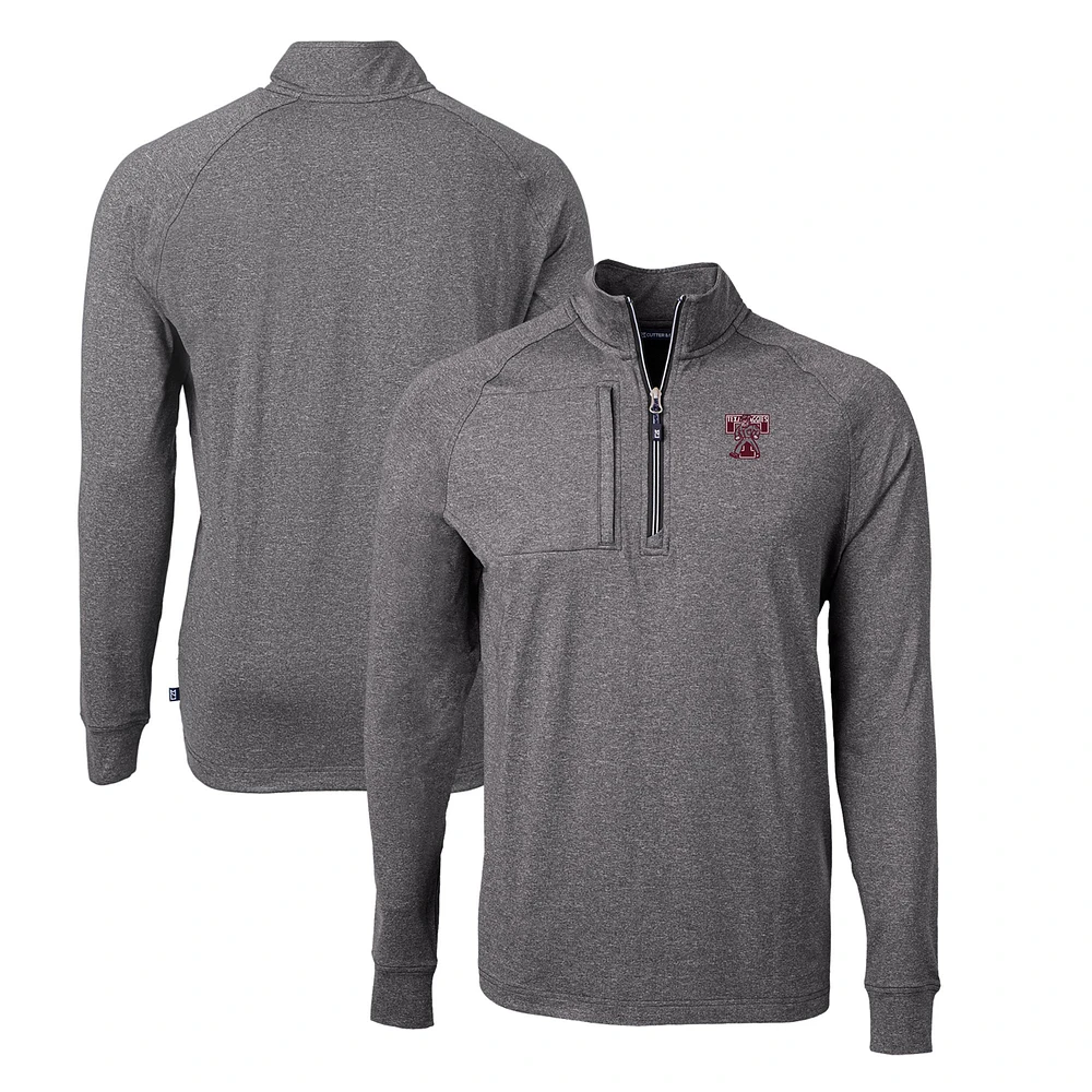 Men's Cutter & Buck Heather Black Texas A&M Aggies Big Tall Adapt Eco Knit Quarter-Zip Top