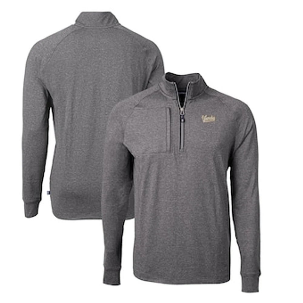 Men's Cutter & Buck Heather Vanderbilt Commodores Big Tall Adapt Eco Knit Quarter-Zip Top