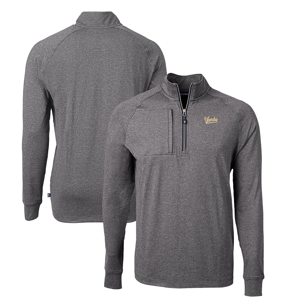 Men's Cutter & Buck Heather Vanderbilt Commodores Big Tall Adapt Eco Knit Quarter-Zip Top