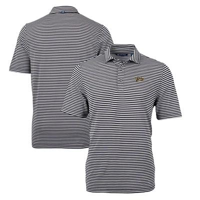 Men's Cutter & Buck Vanderbilt Commodores Big Tall Virtue Eco Pique Stripe Recycled DryTec Polo