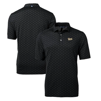 Men's Cutter & Buck Black Vanderbilt Commodores Big Tall Virtue Eco Pique Tile Print Recycled DryTec Polo