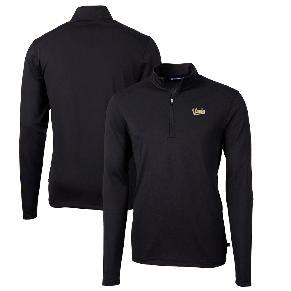 Men's Cutter & Buck Vanderbilt Commodores Big Tall Virtue Eco Pique Recycled Quarter-Zip DryTec Top