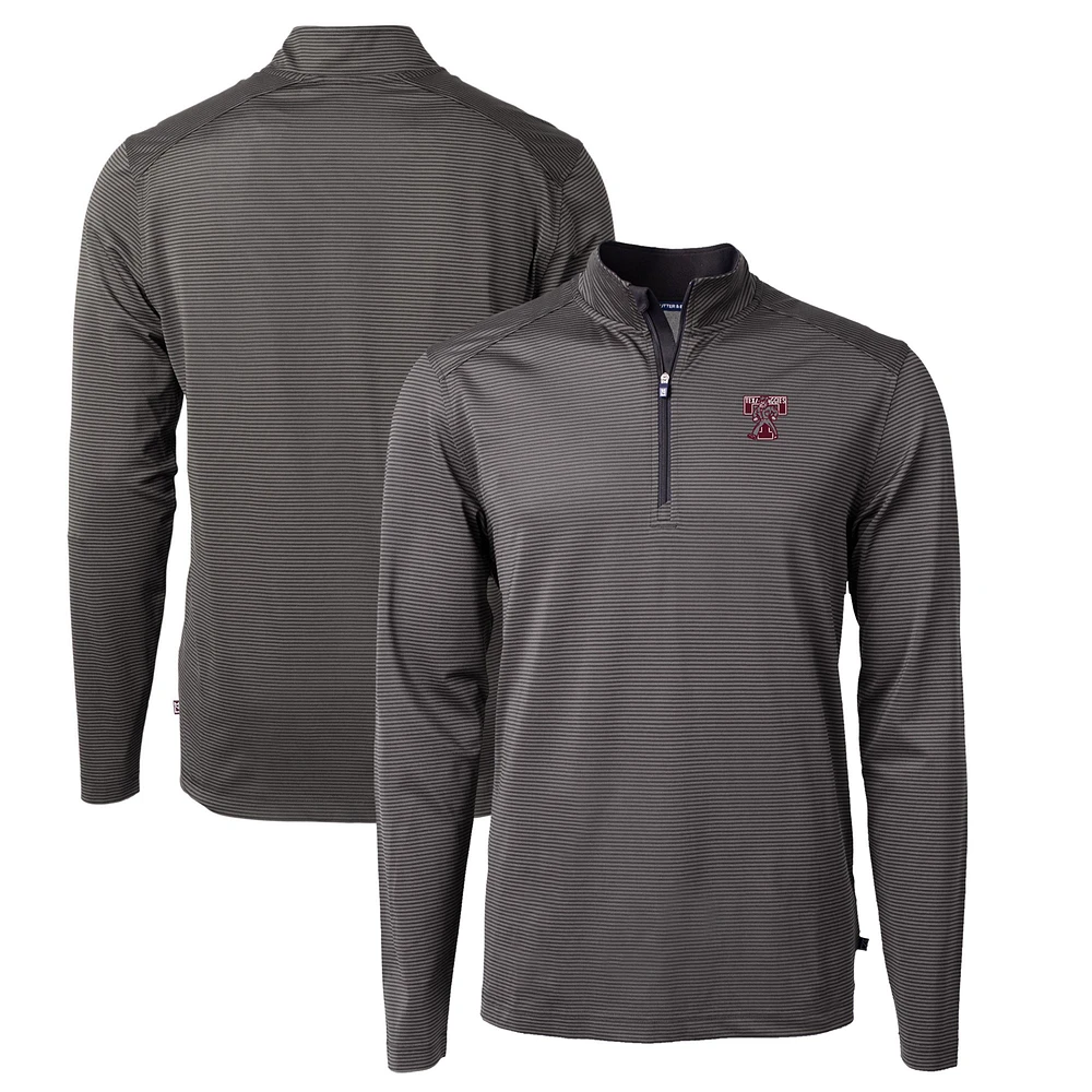 Men's Cutter & Buck Texas A&M Aggies Big Tall Virtue Eco Pique Micro Stripe Recycled Quarter-Zip DryTec Top