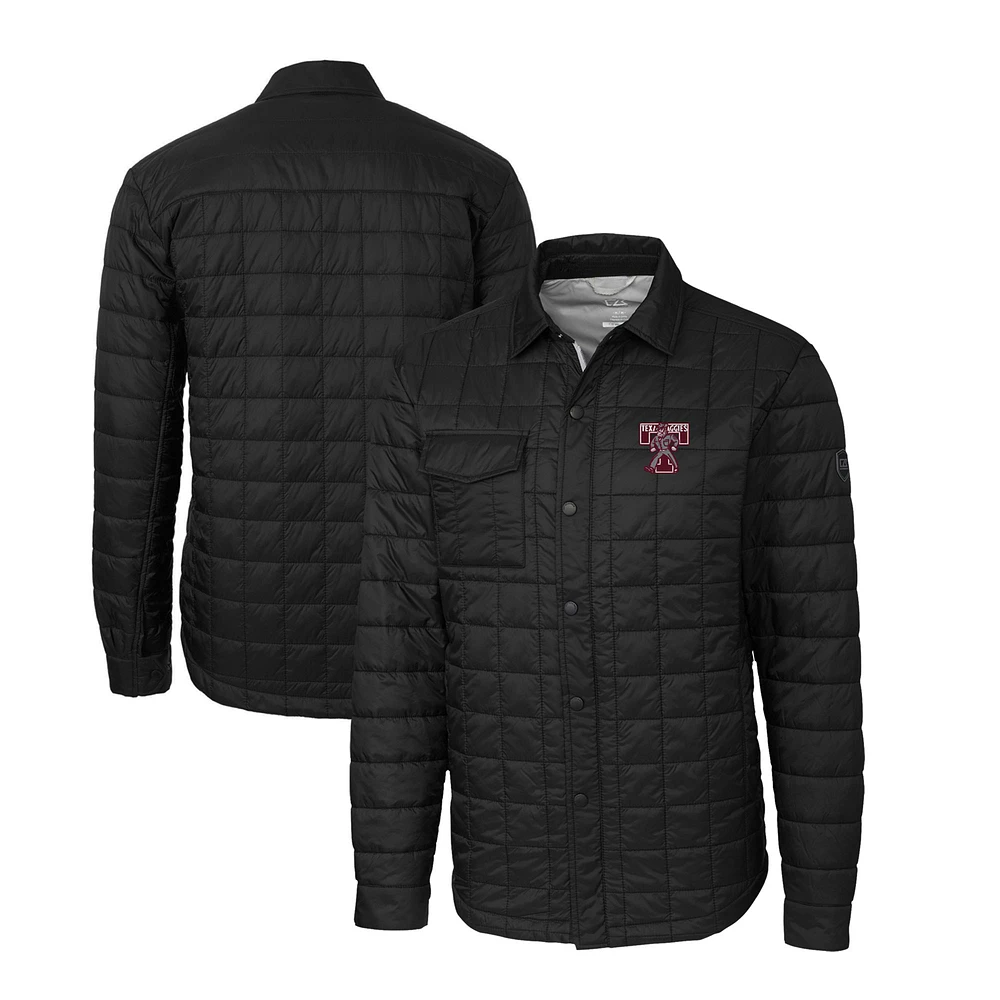 Men's Cutter & Buck Black Texas A&M Aggies Big Tall Rainier PrimaLoft Eco Insulated Quilted Full-Zip Shacket