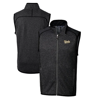 Men's Cutter & Buck Heather Charcoal Vanderbilt Commodores Big Tall Mainsail Sweater-Knit Full-Zip Vest