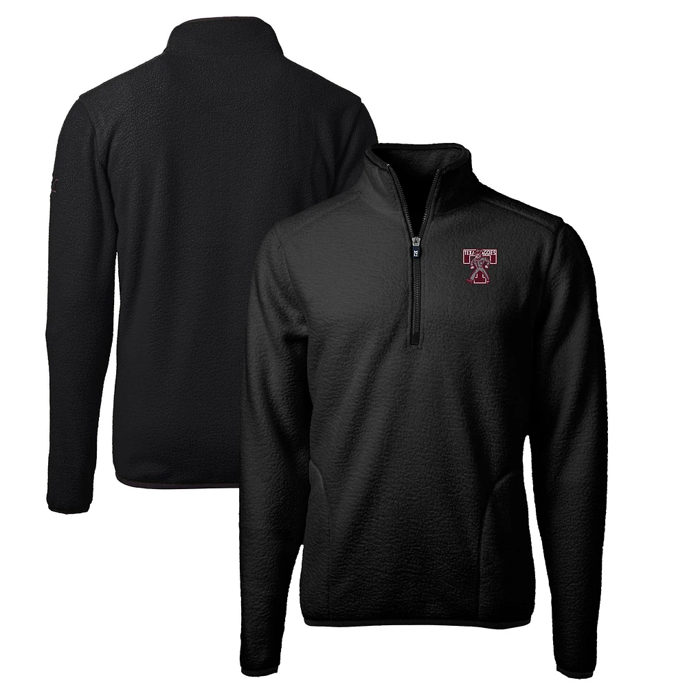 Men's Cutter & Buck Black Texas A&M Aggies Big Tall Cascade Eco Sherpa Fleece Quarter-Zip Jacket
