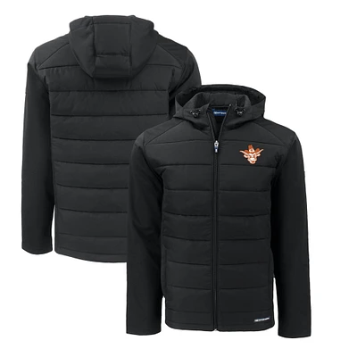 Men's Cutter & Buck Texas Longhorns Big Tall Evoke Hybrid Eco Softshell Recycled Full-Zip Hooded PrimaLoft Jacket