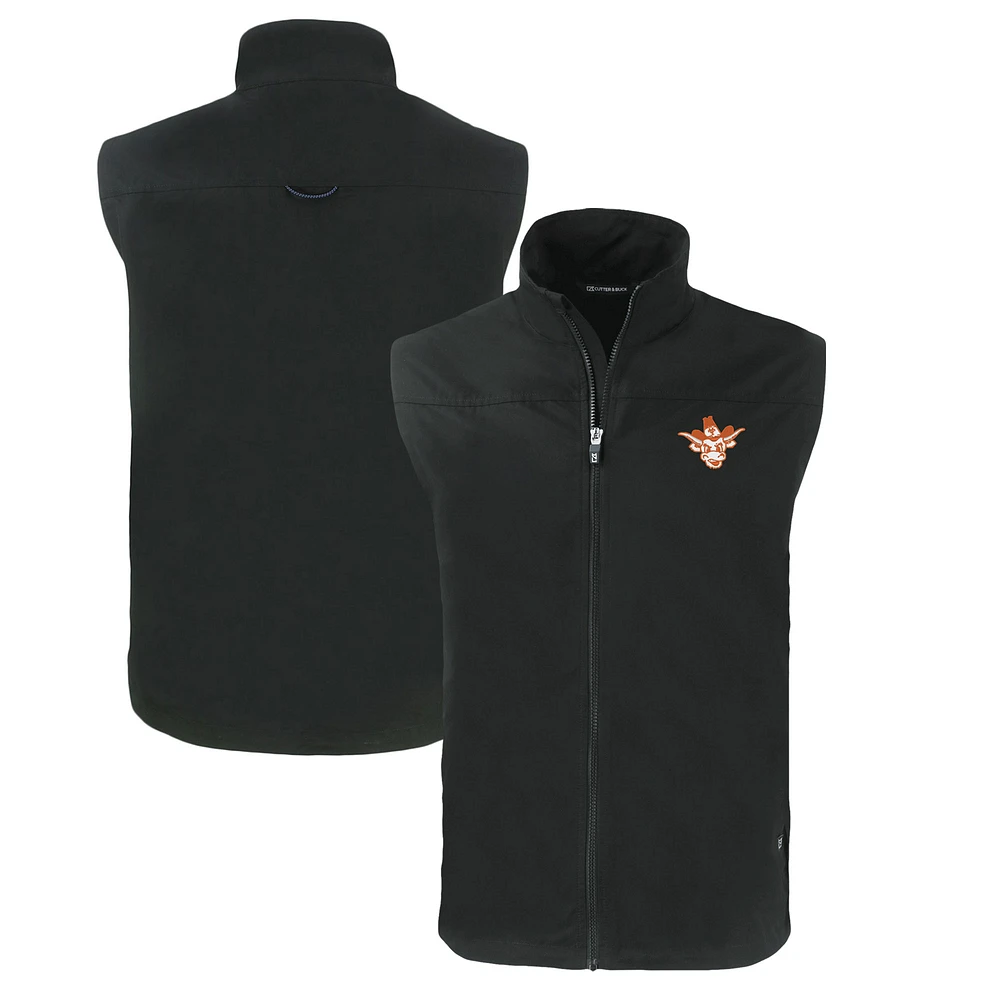 Men's Cutter & Buck Black Texas Longhorns Big & Tall Charter Eco Full-Zip Vest