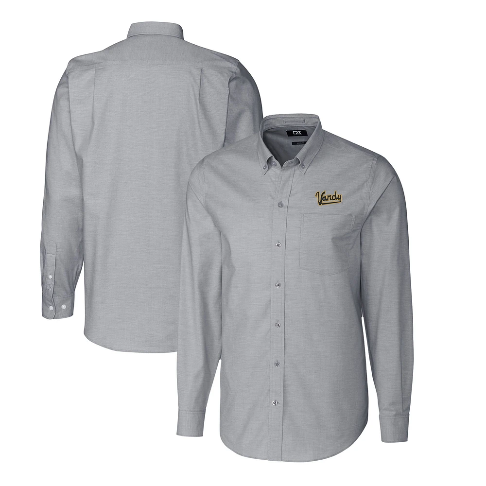 Men's Cutter & Buck Charcoal Vanderbilt Commodores Stretch Oxford Big Tall Long Sleeve Dress Shirt