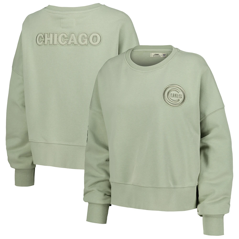 Women's Pro Standard Green Chicago Cubs Neutral Oversized Boxy Cropped Pullover Sweatshirt