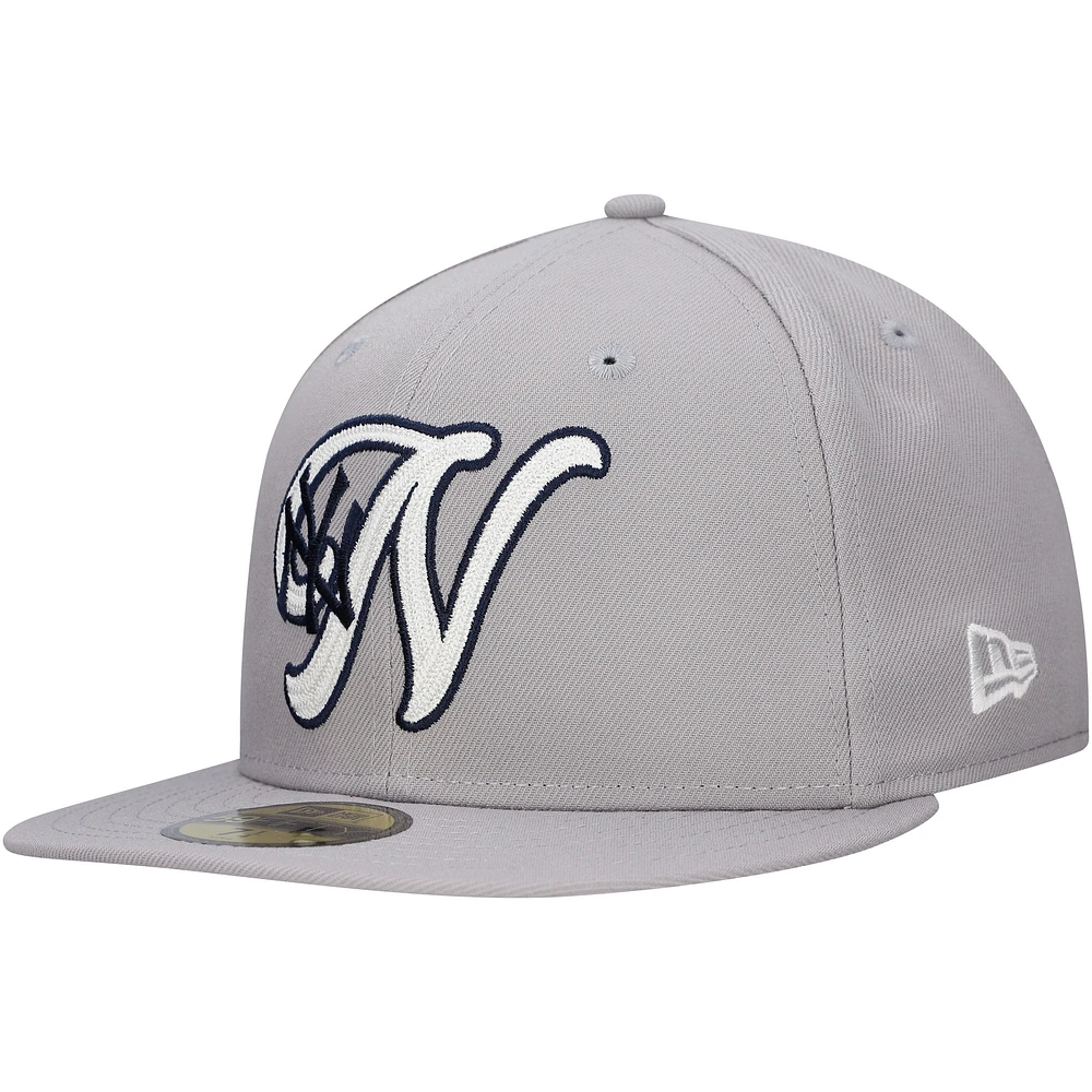 Men's New Era Gray York Yankees Duo Logo 2.0 59FIFTY Fitted Hat