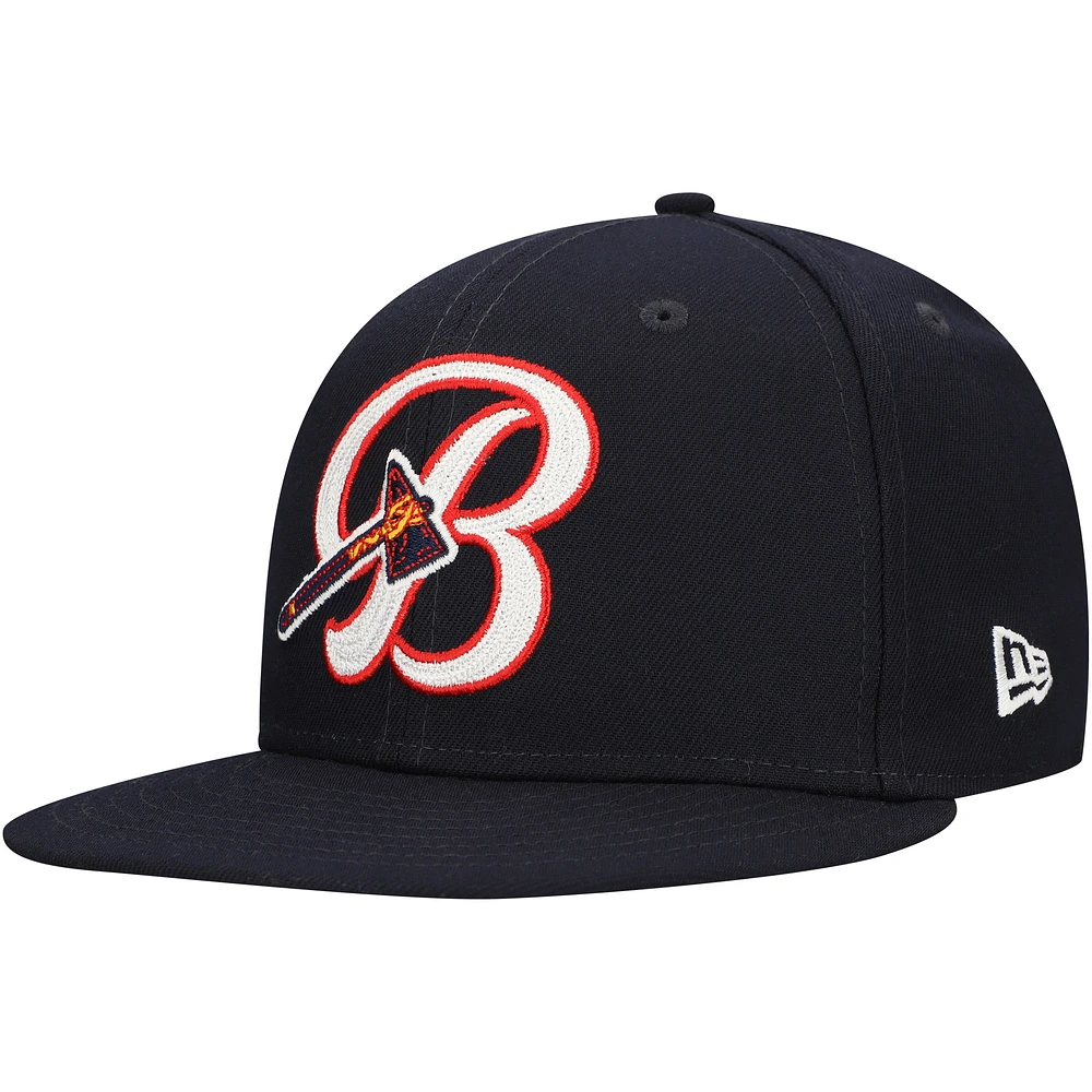 Men's New Era Navy Atlanta Braves Duo Logo 2.0 59FIFTY Fitted Hat