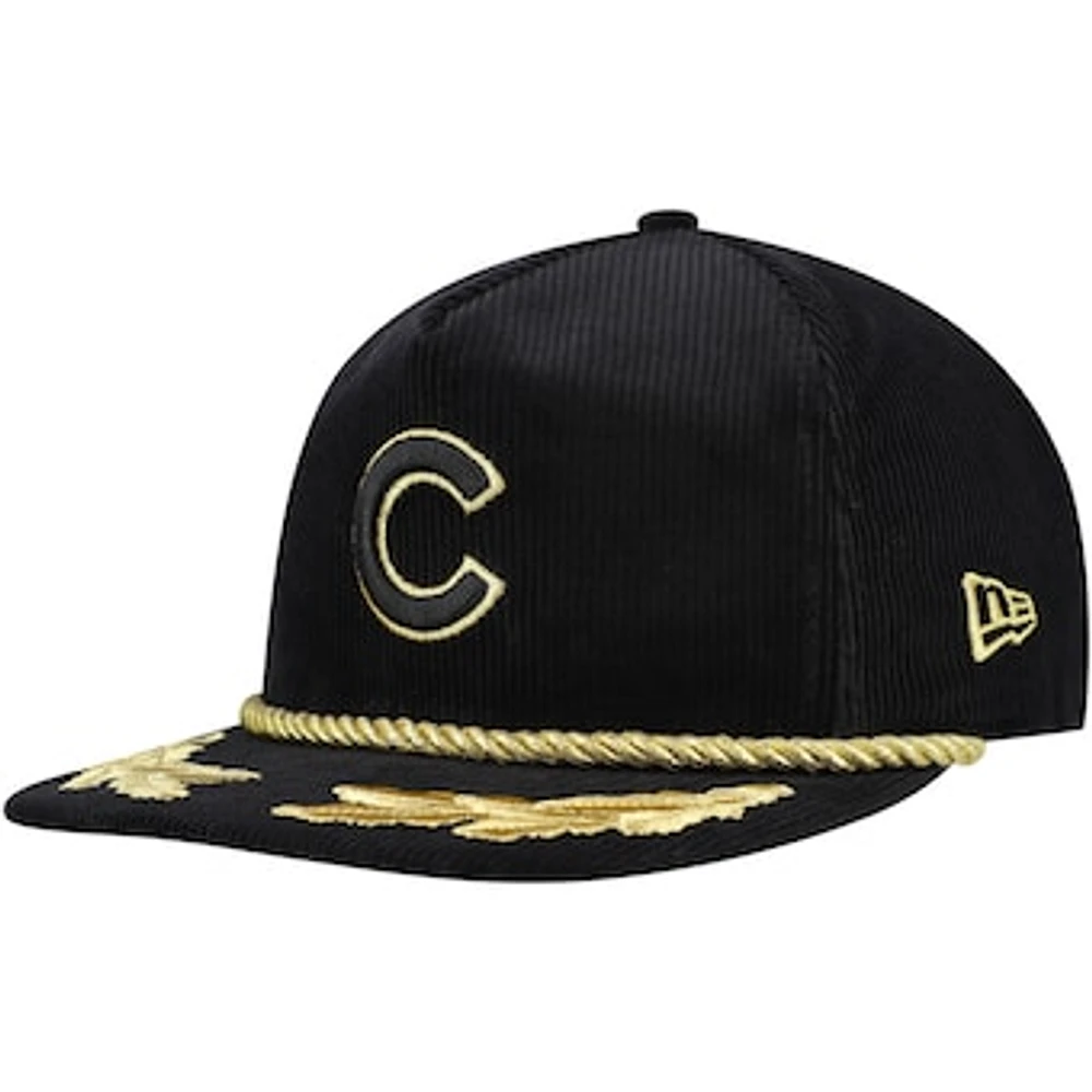 Men's New Era Black Chicago Cubs Corduroy Filigree Golfer Adjustable Hat