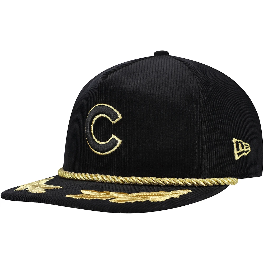 Men's New Era Black Chicago Cubs Corduroy Filigree Golfer Adjustable Hat