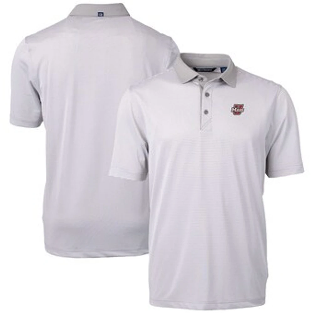 Men's Cutter & Buck Gray UMass Minutemen Virtue Eco Pique Micro Stripe Recycled Polo