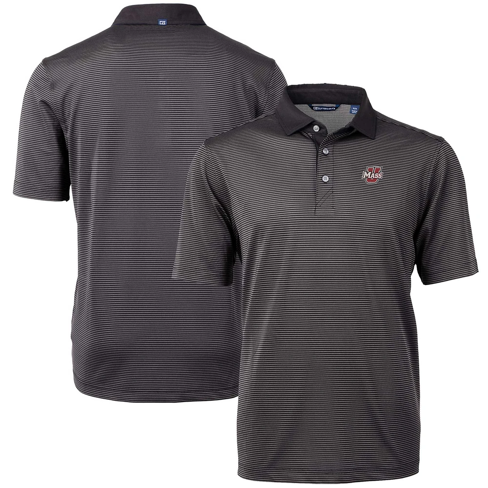 Men's Cutter & Buck Black UMass Minutemen Virtue Eco Pique Micro Stripe Recycled Polo