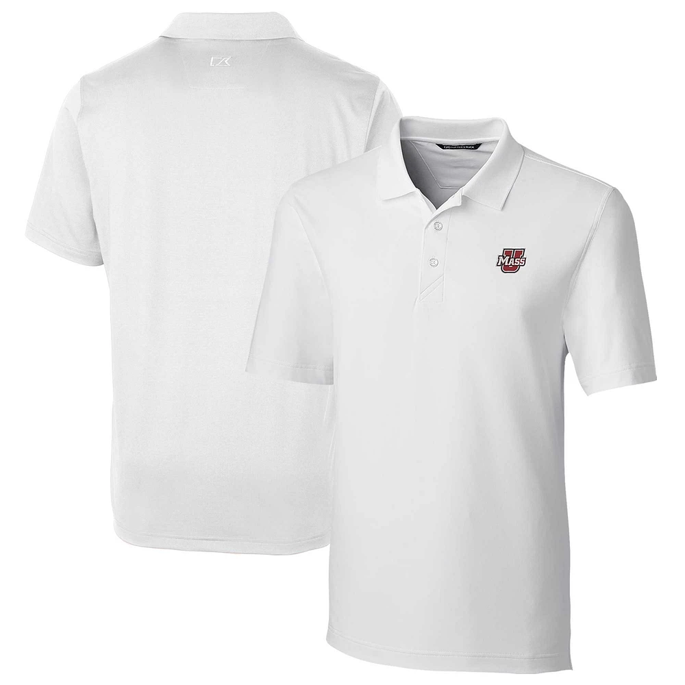 Men's Cutter & Buck White UMass Minutemen Forge Stretch Polo