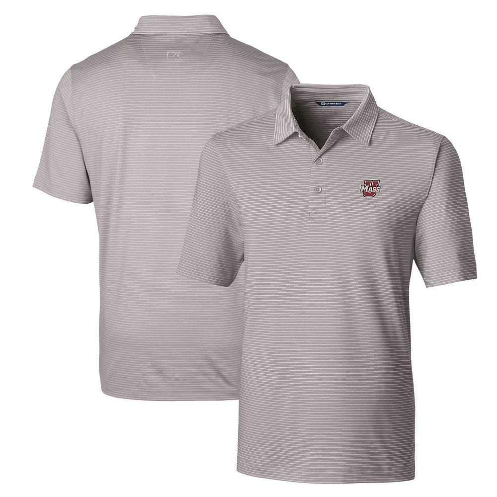 Men's Cutter & Buck Gray UMass Minutemen Forge Pencil Stripe Stretch Polo