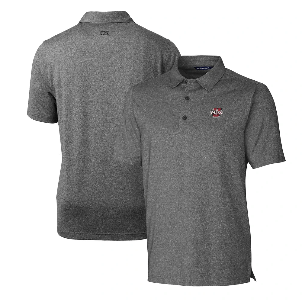Men's Cutter & Buck Heather Charcoal UMass Minutemen Forge Heathered Stretch Polo