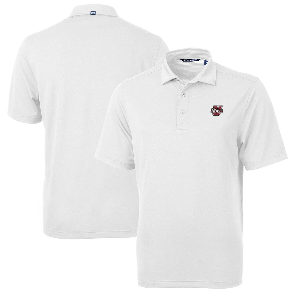 Men's Cutter & Buck White UMass Minutemen Virtue Eco Pique Recycled Polo