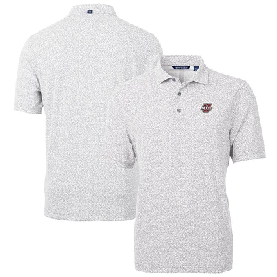 Men's Cutter & Buck Gray UMass Minutemen Virtue Eco Pique Botanical Print Recycled Polo