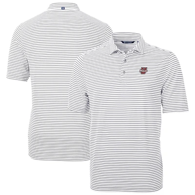 Men's Cutter & Buck Gray UMass Minutemen Virtue Eco Pique Stripe Recycled Polo