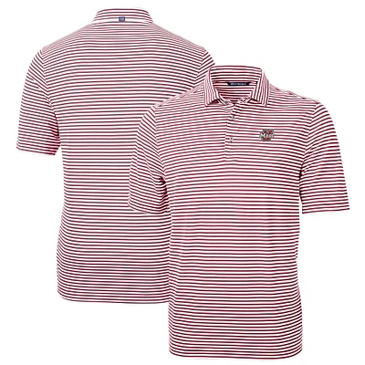 Men's Cutter & Buck Maroon UMass Minutemen Virtue Eco Pique Stripe Recycled Polo