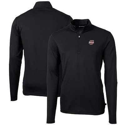 Men's Cutter & Buck UMass Minutemen Virtue Eco Pique Recycled Quarter-Zip Pullover Top
