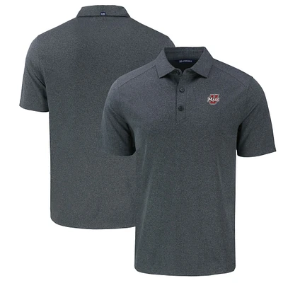 Men's Cutter & Buck Heather Black UMass Minutemen Forge Eco Stretch Recycled Polo