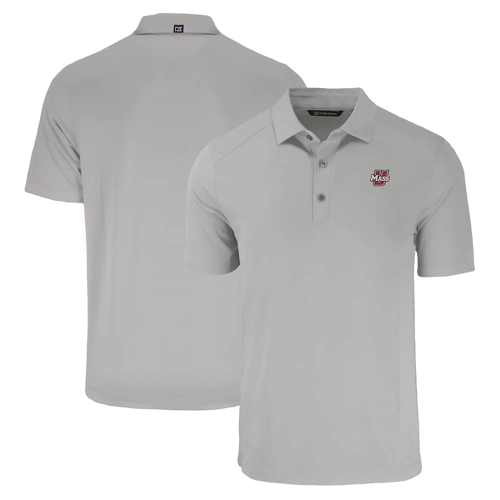 Men's Cutter & Buck Gray UMass Minutemen Forge Eco Stretch Recycled Polo
