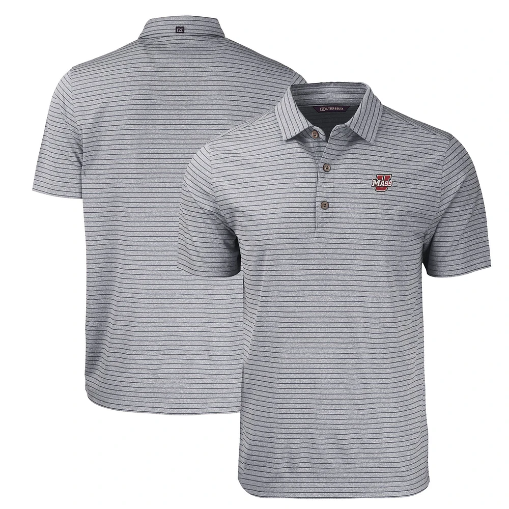 Men's Cutter & Buck Heather UMass Minutemen Forge Eco Stripe Stretch Recycled Polo