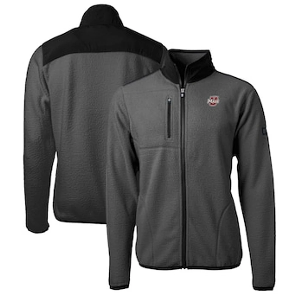 Men's Cutter & Buck Charcoal UMass Minutemen Cascade Eco Sherpa Fleece Full-Zip Jacket