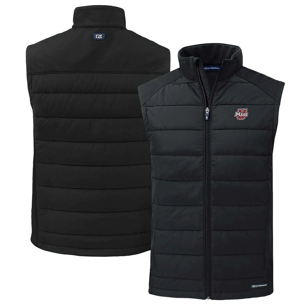 Men's Cutter & Buck UMass Minutemen Evoke Hybrid Eco Softshell Recycled Full-Zip Vest