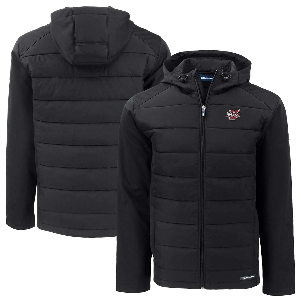 Men's Cutter & Buck UMass Minutemen Evoke Hybrid Eco Softshell Recycled Full-Zip Hoodie Jacket