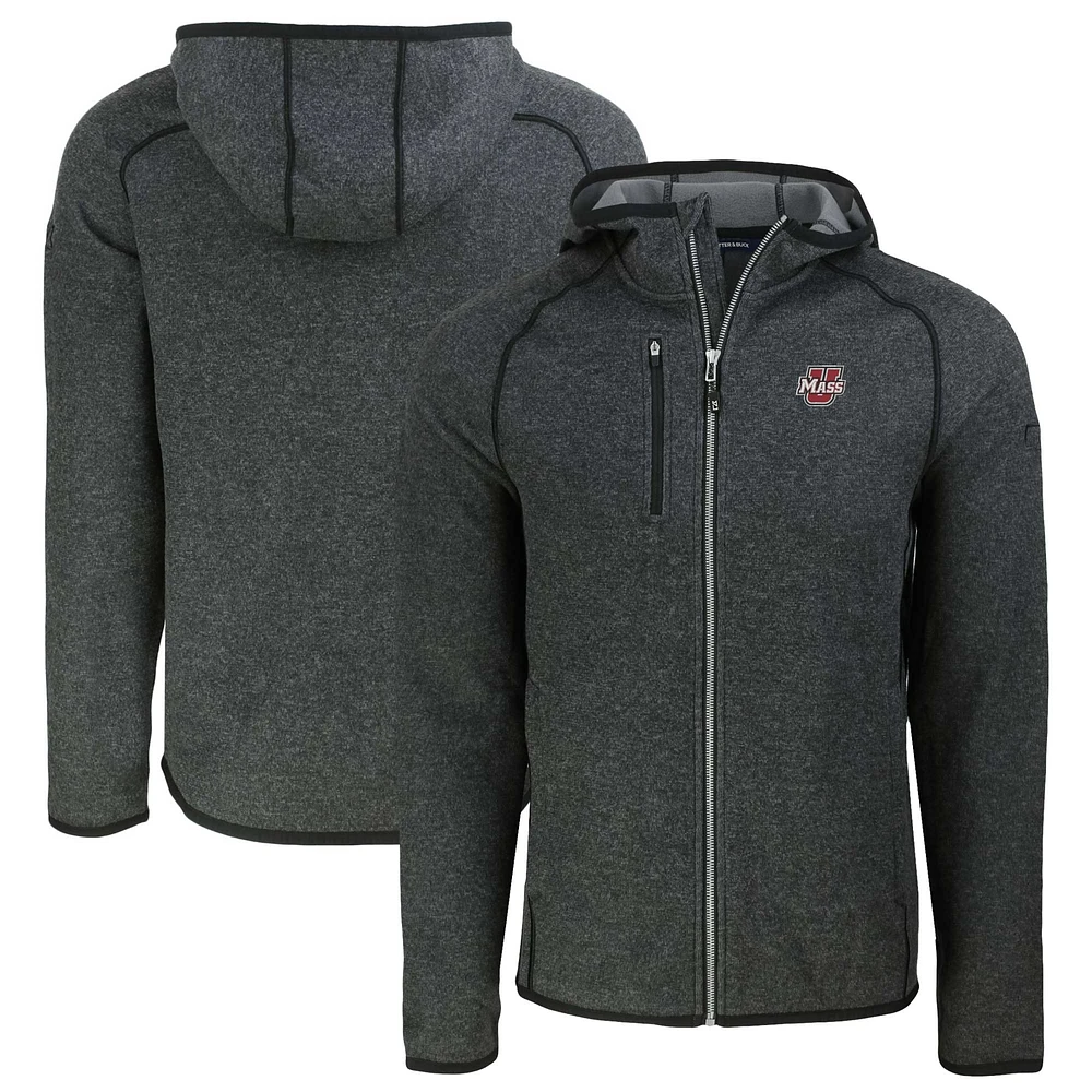 Men's Cutter & Buck Heather Charcoal UMass Minutemen Mainsail Full-Zip Hoodie