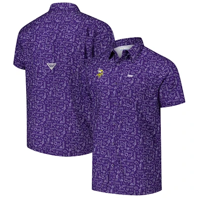 Men's Columbia PFG Purple Minnesota Vikings Super Slack Tide Omni-Wick Button-Up Shirt