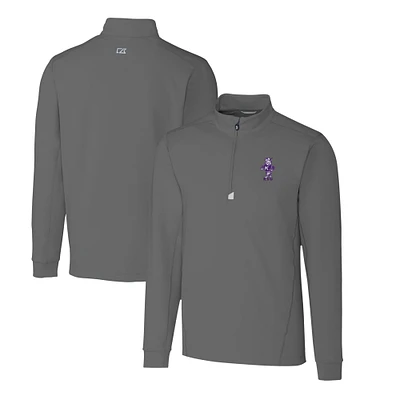 Men's Cutter & Buck Gray Kansas State Wildcats Big Tall Traverse Stretch Quarter-Zip DryTec Top