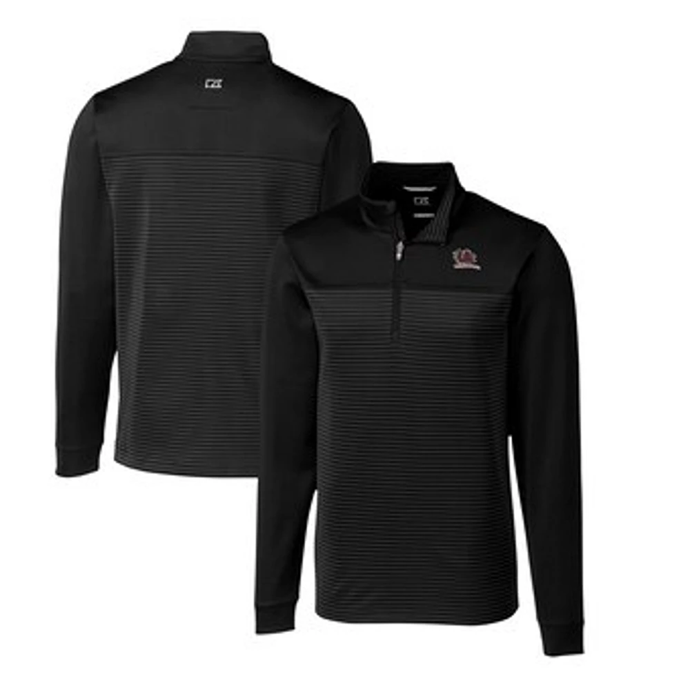 Men's Cutter & Buck Black South Carolina Gamecocks Big Tall Traverse Stripe Stretch Quarter-Zip DryTec Top