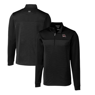 Men's Cutter & Buck Black South Carolina Gamecocks Big Tall Traverse Stripe Stretch Quarter-Zip DryTec Top