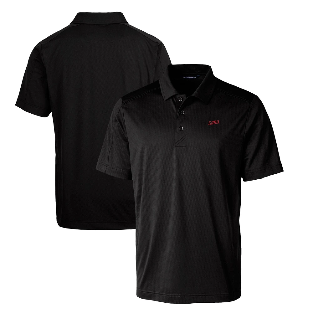Men's Cutter & Buck Black SMU Mustangs Big Tall Prospect Textured Stretch DryTec Polo