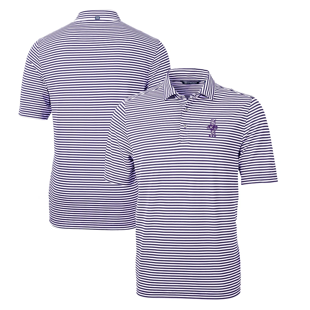 Men's Cutter & Buck Purple Kansas State Wildcats Big Tall Virtue Eco Pique Stripe Recycled DryTec Polo
