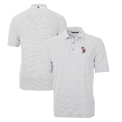 Men's Cutter & Buck Gray Minnesota Golden Gophers Big Tall Virtue Eco Pique Stripe Recycled DryTec Polo