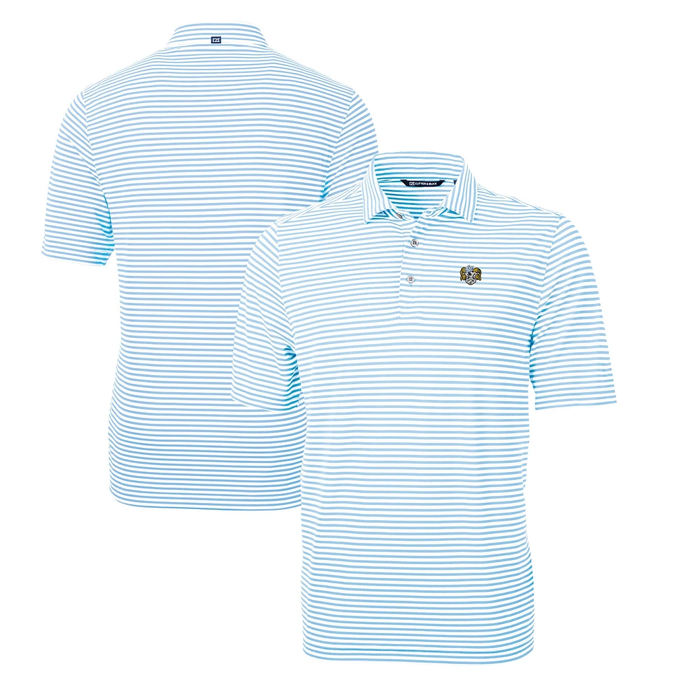 Men's Cutter & Buck Carolina Blue North Tar Heels Big Tall Virtue Eco Pique Stripe Recycled DryTec Polo