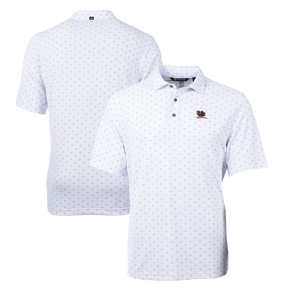 Men's Cutter & Buck White South Carolina Gamecocks Big Tall Virtue Eco Pique Tile Print Recycled DryTec Polo