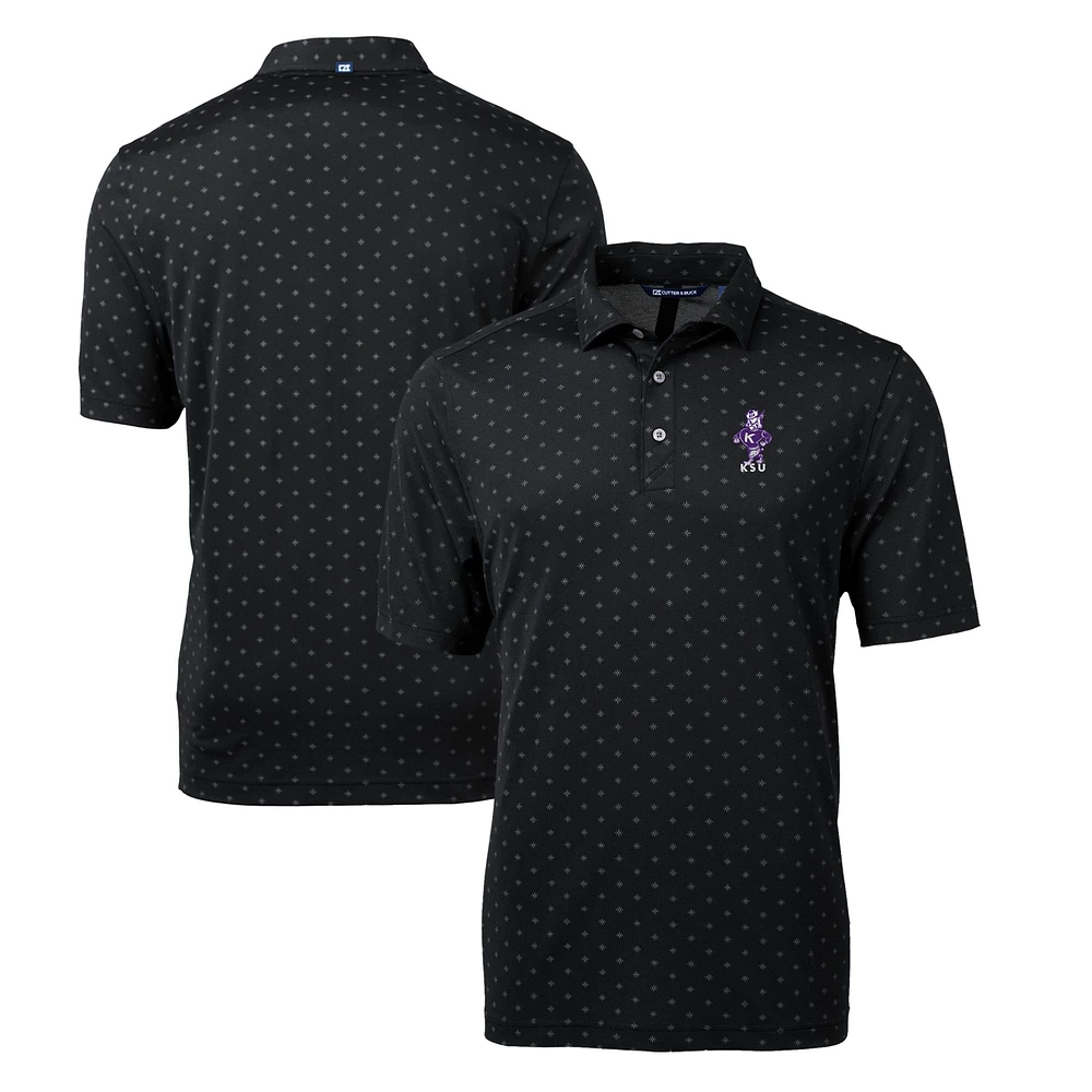 Men's Cutter & Buck Black Kansas State Wildcats Big Tall Virtue Eco Pique Tile Print Recycled DryTec Polo